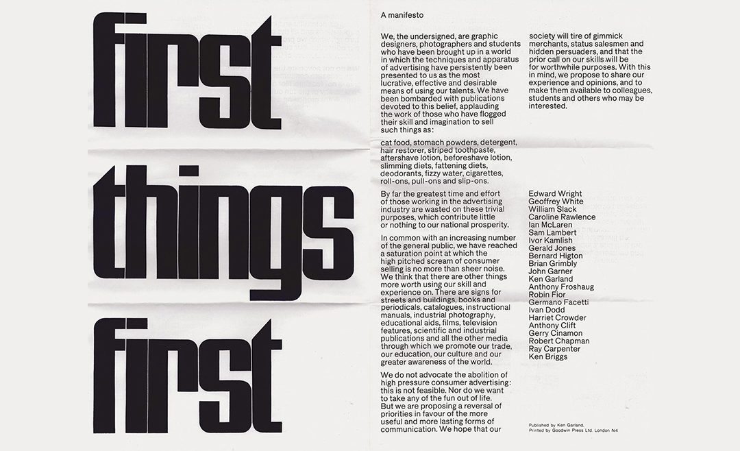 First Thing First – Manifesto del design 1964 (italiano)